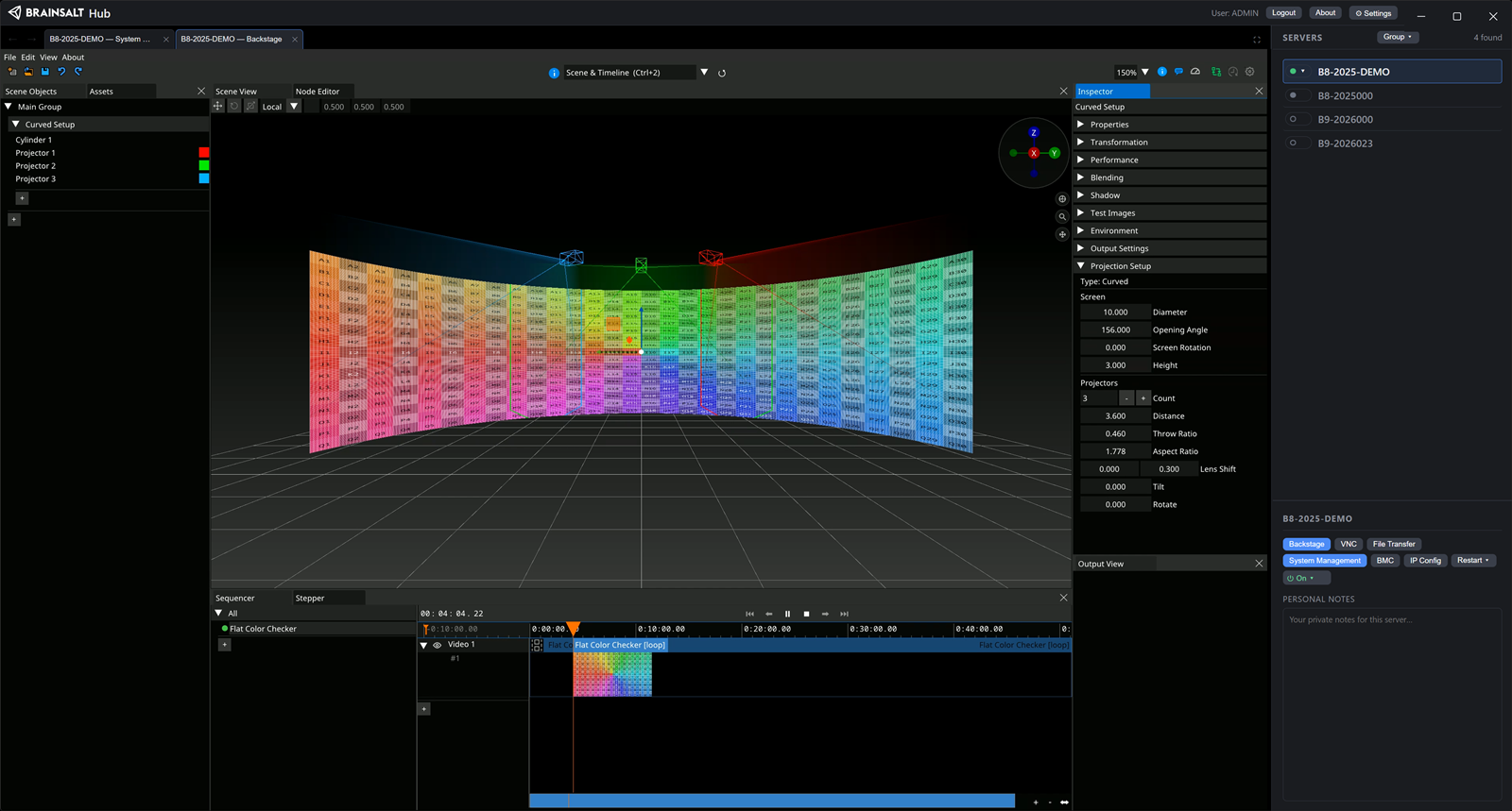Backstage’s interface streamed into Brainsalt Hub, alongside the server’s own configuration and health pages